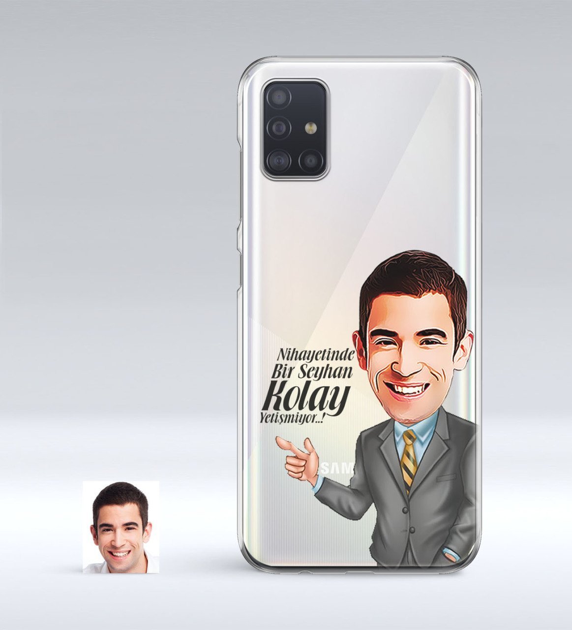 Kişiye Özel Erkek Kolay Yetişmiyor Karikatürlü Samsung Galaxy A51 İnce Şeffaf Silikon Telefon Kapağı-2