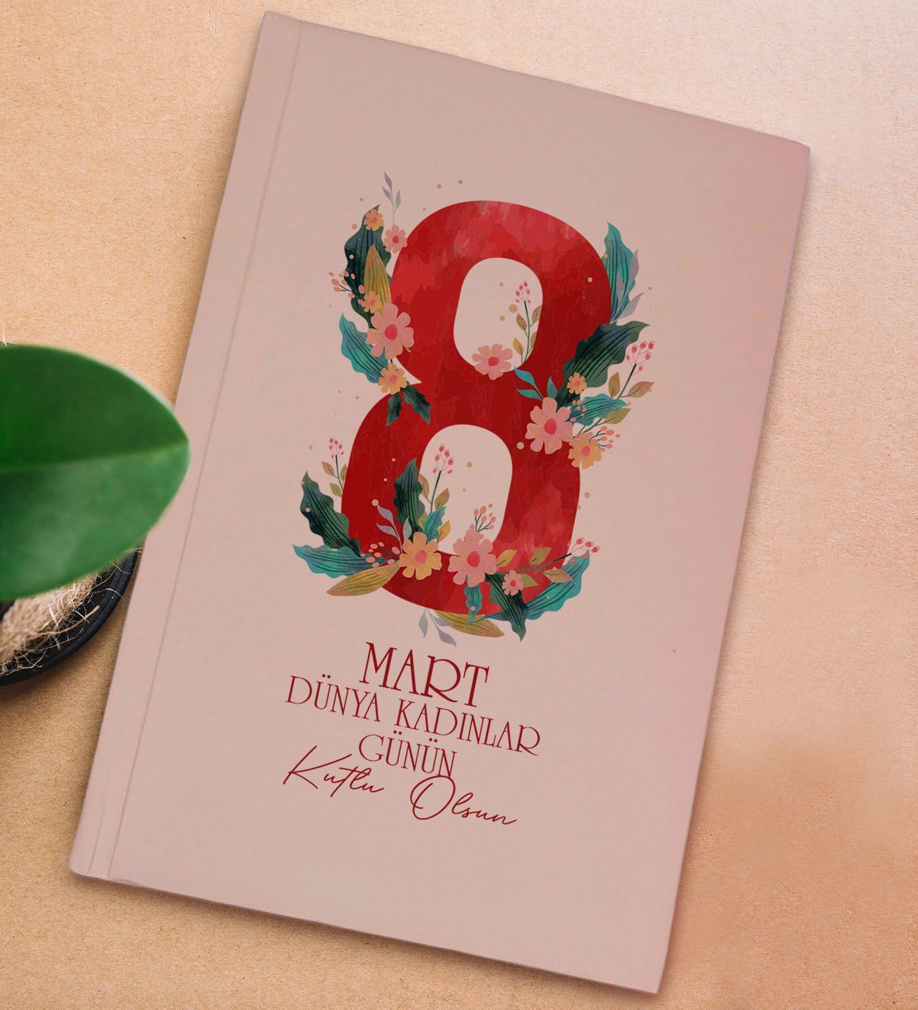 BK Gift 8 Mart Tasarımlı Sert Kapaklı Pudra Pembesi Lastikli Defter , Arkadaşa Hediye, Yeni İş Hediyesi, Doğum Günü Hediyesi-5