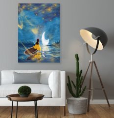 BK Home Yıldızlar Altındaki Güzel Kız Tasarımlı Kanvas Tablo 50x70cm