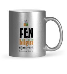 Kişiye Özel Fen Bilgisi Öğretmeni Gümüş Yaldızlı Kupa Bardak