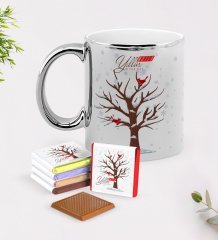 Kişiye Özel Yılbaşı Mutlu Yıllar Krom Kupa ve Çikolata Hediye Seti-25