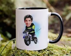 Bk Gift Kişiye Özel Motorcu Karikatürlü Siyah Kupa Bardak-1, Sevgiliye Hediye, Arkadaşa Hediye