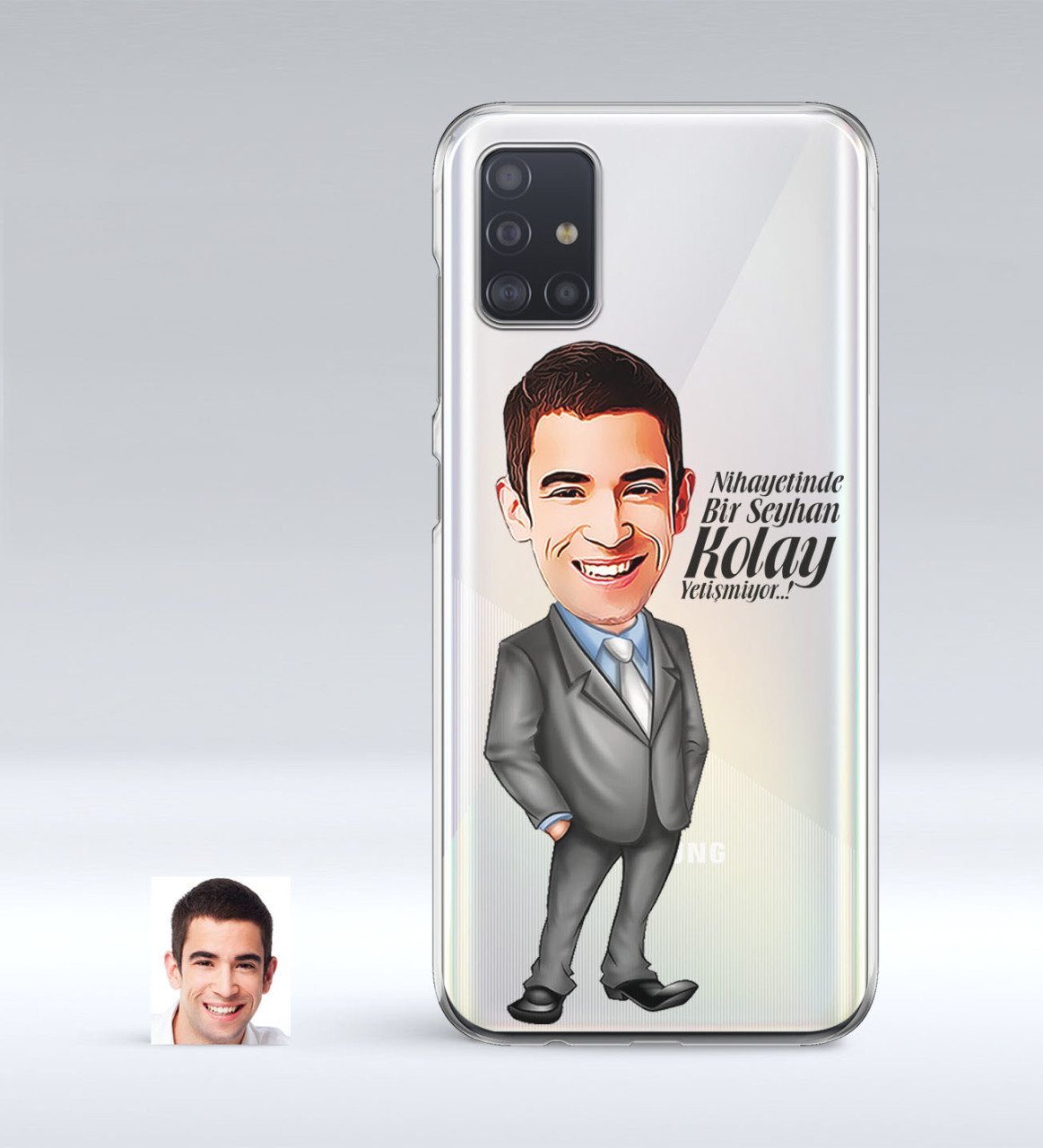 Kişiye Özel Erkek Kolay Yetişmiyor Karikatürlü Samsung Galaxy A51 İnce Şeffaf Silikon Telefon Kapağı-1