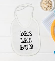 BK Kids Darlandum Tasarımlı Beyaz Bebek Body Zıbın ve Mama Önlüğü Hediye Seti-2