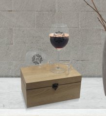 Kişiye Özel Ahşap Kutuda İsimli İkili Şarap Kadehi Hediye Seti Model 1