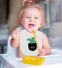 BK Kids Little Monster Tasarımlı Bebek Mama Önlüğü - Model 1