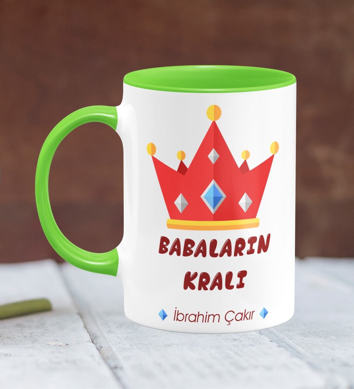 Kişiye Özel Babalar Günü Temalı Yeşil Kupa Bardak 19-387Y