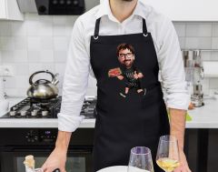 BK Gift Kişiye Özel Erkek Chef Karikatürlü Profesyonel Siyah Mutfak Önlüğü, Aşçı Önlüğü, Şef Önlüğü, Arkadaşa Hediye-6
