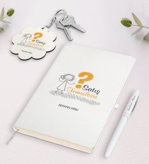 Kişiye Özel Satış Temsilcisi Beyaz Defter Kalem ve Anahtarlık Hediye Seti-2