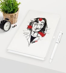 Kişiye Özel La Casa De Papel Beyaz Defter Kalem Seti - 16