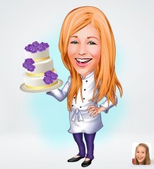 Kişiye Özel Kadın Chef Karikatürlü Sosyal Medya Dijital Profil Fotoğrafı - Model 2