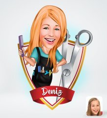 Kişiye Özel İsimli Kadın Kuaför Tasarımlı Dijital Karikatür-1