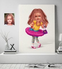 Kişiye Özel Kız Çocuk Karikatürlü Kanvas Tablo 70x100cm-11