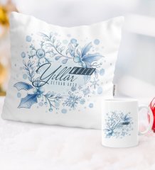 Kişiye Özel Yılbaşı Mutlu Yıllar Temalı Yastık Kupa Seti - 12