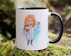 Bk Gift Kişiye Özel Mezun Karikatürlü Siyah Kupa Bardak-3, Sevgiliye Hediye, Arkadaşa Hediye
