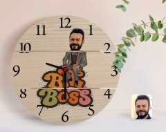 Kişiye Özel Erkek Big Boss Karikatürlü Otantik Ahşap Palet Saat-3