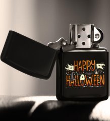 BK Gift Happy Halloween Tasarımlı Renkli Baskılı Siyah Benzinli Metal Çakmak-4