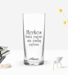 Kişiye Özel Renkli Baskılı Herkes Hata Yapar Tasarımlı Rakı Bardağı-1