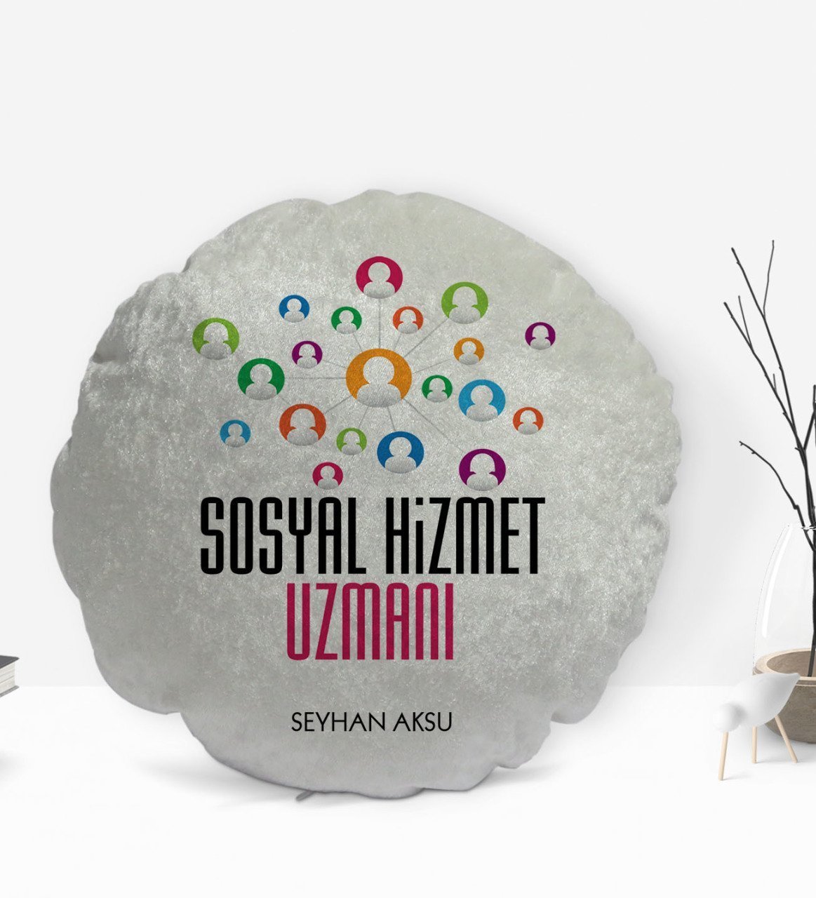 Kişiye Özel İsimli Sosyal Hizmet Uzmanı Tasarımlı Dekoratif Kırlent Yastık-1
