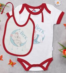 BK Kids Kişiye Özel İsimli 6 Parça Kırmızı Bebek Body Zıbın Battaniye ve Yastık Hediye Seti, Yeni Doğan Bebek Giyim Hediyesi-6