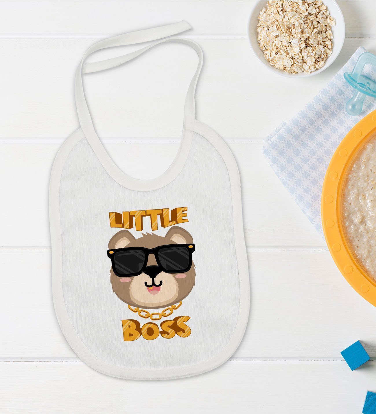 BK Kids Little Boss Tasarımlı Bebek Mama Önlüğü - Model 3