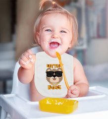 BK Kids Little Boss Tasarımlı Bebek Mama Önlüğü - Model 3