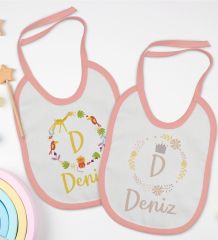 BK Kids Kişiye Özel Harfli İsimli 2’li Pembe Mama Önlüğü-1