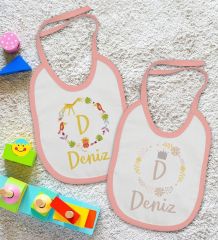 BK Kids Kişiye Özel Harfli İsimli 2’li Pembe Mama Önlüğü-1