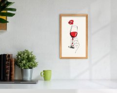 BK Home Kadın ve Kadeh Tasarımlı Dekoratif Retro Ahşap Tablo-1