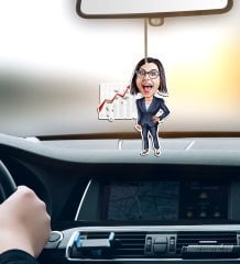 Kişiye Özel Bayan Patron Karikatürlü Ahşap Araba Dikiz Ayna Süsü