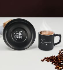 BK Gift Sevgililere Özel İsimli Siyah Renk Türk Kahvesi Fincanı-3, Sevgiliye Hediye, Sevgililer Günü, Yıl Dönümü Hediyesi