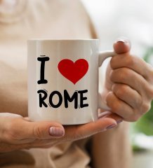 BK Gift I Love Rome Tasarımlı Beyaz Kupa Bardak