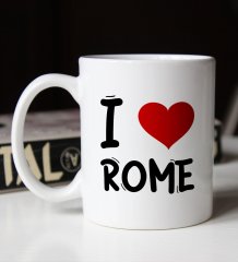 BK Gift I Love Rome Tasarımlı Beyaz Kupa Bardak