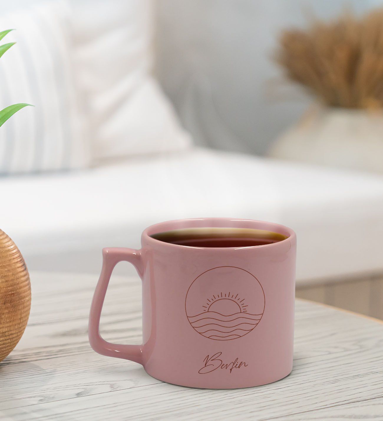 BK Gift Kişiye Özel İsimli Pastel Pembe Middle Kupa Bardak, Arkadaşa Hediye, Ev Hediyesi, Doğum Günü Hediyesi, Ofis Hediyesi-7