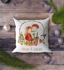 BK Gift Kişiye Özel İsimli Yılbaşı Tasarımlı Beyaz Yastık-6