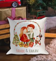 BK Gift Kişiye Özel İsimli Yılbaşı Tasarımlı Beyaz Yastık-6
