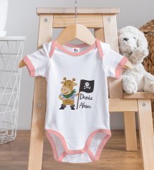 BK Kids Kişiye Özel Pembe Bebek Body Zıbın - Model 181