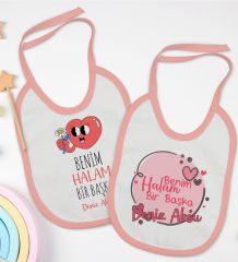 BK Kids Kişiye Özel Halam Bir Başka Tasarımlı 2’li Pembe Mama Önlüğü-1