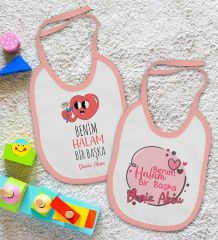 BK Kids Kişiye Özel Halam Bir Başka Tasarımlı 2’li Pembe Mama Önlüğü-1