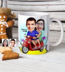 Kişiye Özel Sevgililer Karikatürlü Beyaz Kupa Bardak - 10