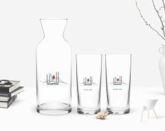 Kişiye Özel Renkli Baskılı İstanbul Tasarımlı Turistik İkili Rakı Bardağı ve Karaf Hediye Seti-2