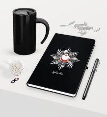 Kişiye Özel Polis Temalı Siyah Defter Kalem Termos Mug Seti - 1