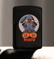 BK Gift Happy Halloween Tasarımlı Renkli Baskılı Siyah Benzinli Metal Çakmak-1