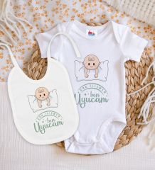 BK Kids Çok İlişmen Tasarımlı Beyaz Bebek Body Zıbın ve Mama Önlüğü Hediye Seti-2