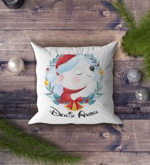 BK Gift Kişiye Özel İsimli Yılbaşı Tasarımlı Beyaz Yastık-5