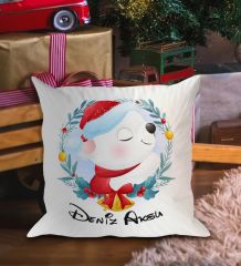 BK Gift Kişiye Özel İsimli Yılbaşı Tasarımlı Beyaz Yastık-5