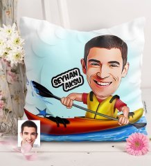Kişiye Özel Bay Kanocu Karikatürlü Saten Yastık