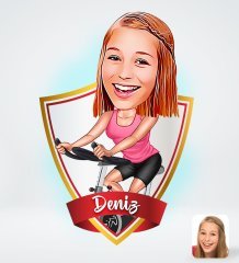 Kişiye Özel İsimli Kadın Fitness Sporcusu Tasarımlı Dijital Karikatür-1