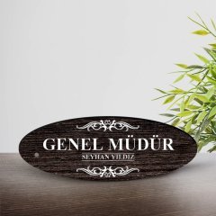 Kişiye Özel Mesleki Genel Müdür Ahşap Oval Masa İsimliği  - 3
