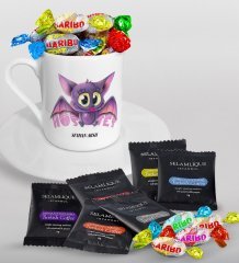 Kişiye Özel Hostes Türk Kahvesi Fincanı Selamlique Karışık Türk Kahvesi ve Haribo Şeker Hediye Seti-3